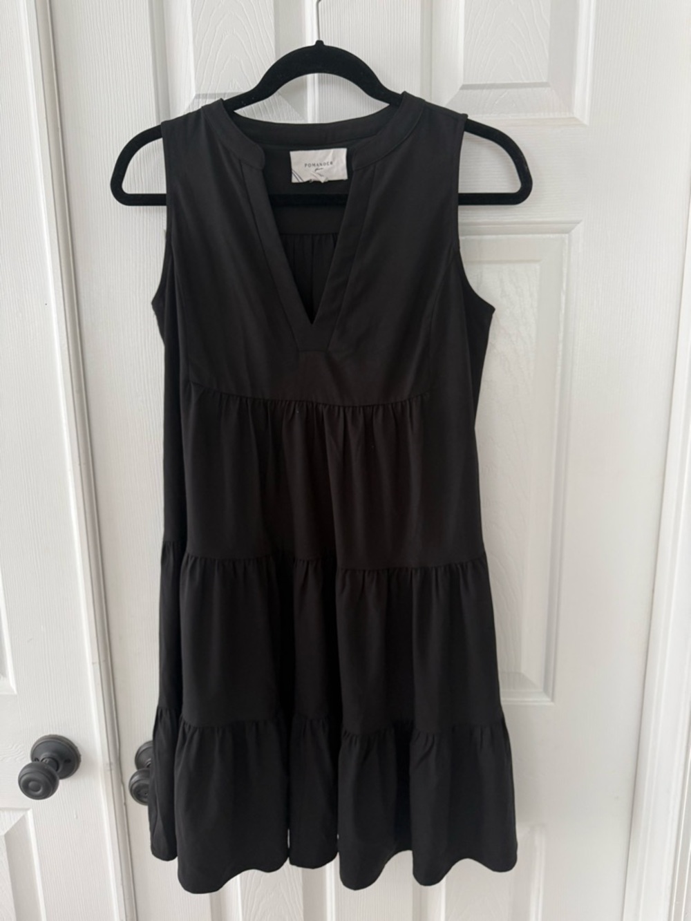 Sleeveless Black Tiered V-Neck Dress